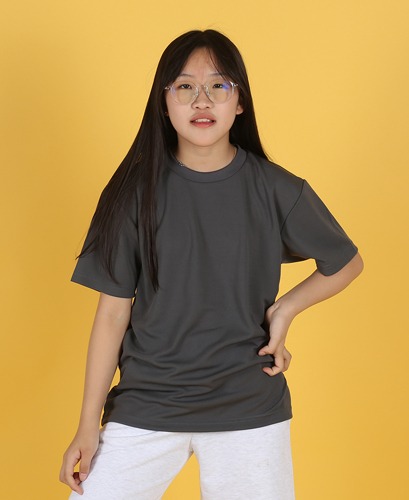 티팜 드라이 쿨 라운드 티셔츠 (아동용 ~ 성인용)_다크그레이