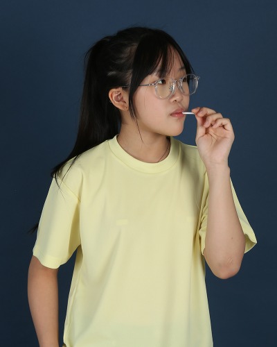 티팜 드라이 쿨 라운드 티셔츠 (아동용 ~ 성인용)_라이트 옐로우